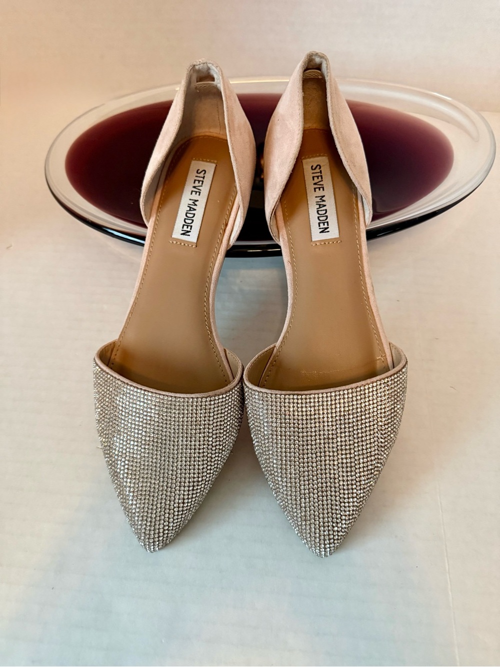 Rhinestone Steve Madden Women's Bling Pointed Toe D'Orsay Flats - Champagne